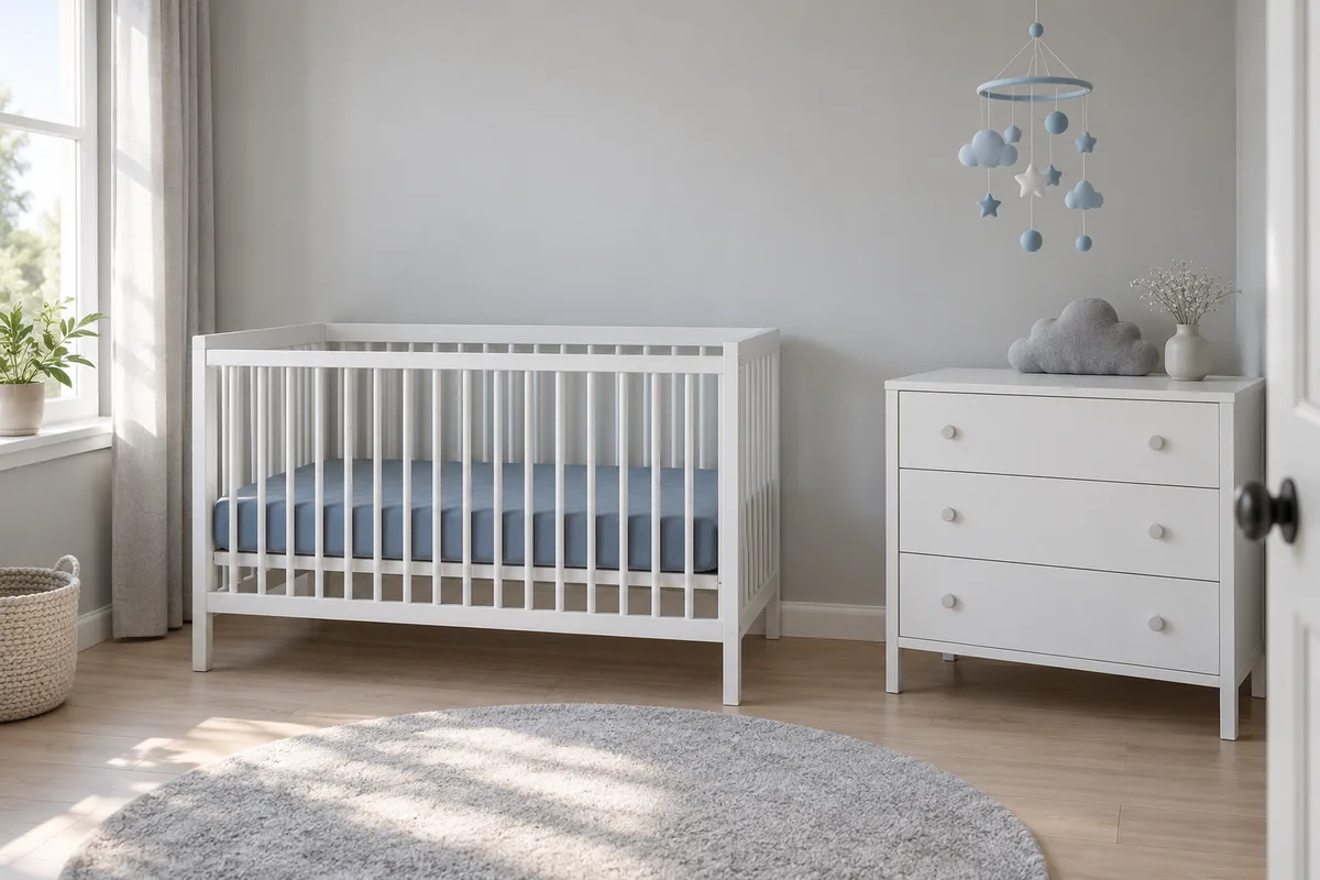 Chambre bébé garçon bleu et gris : composer la palette