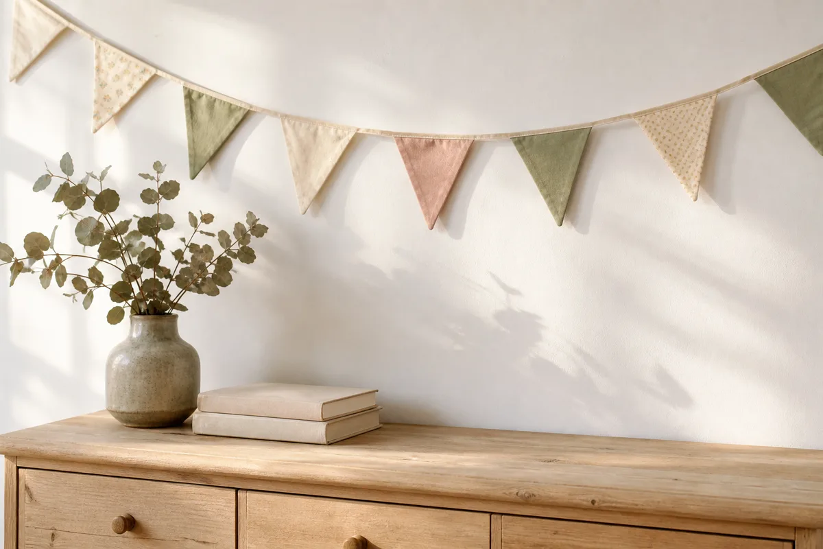 Guirlande fanion tissu : le tuto avec ou sans couture
